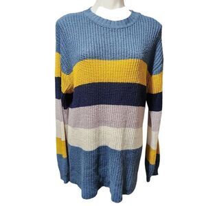 Evelyn Taylor Sweater Striped tunic crew neck long sleeve pullover XL